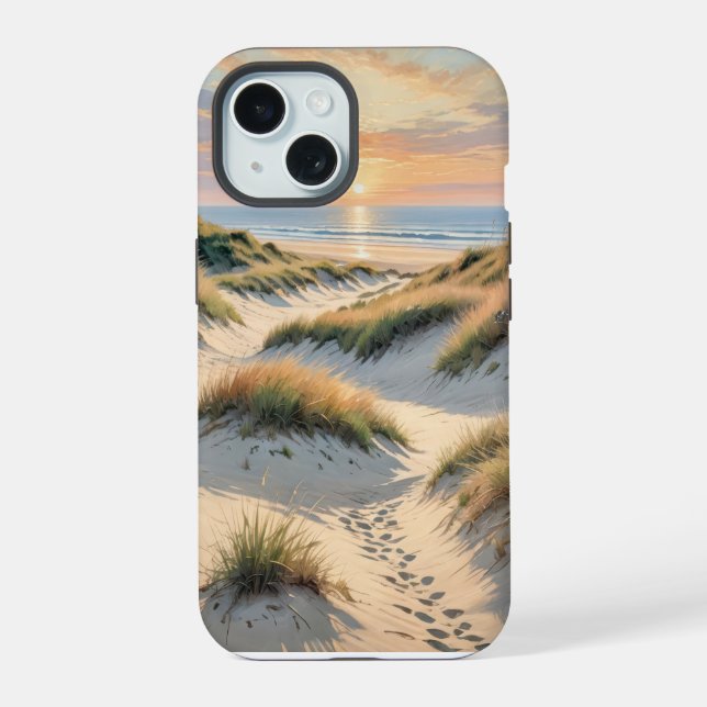 Sand Dune Footprints iPhone 15 Case (Back)