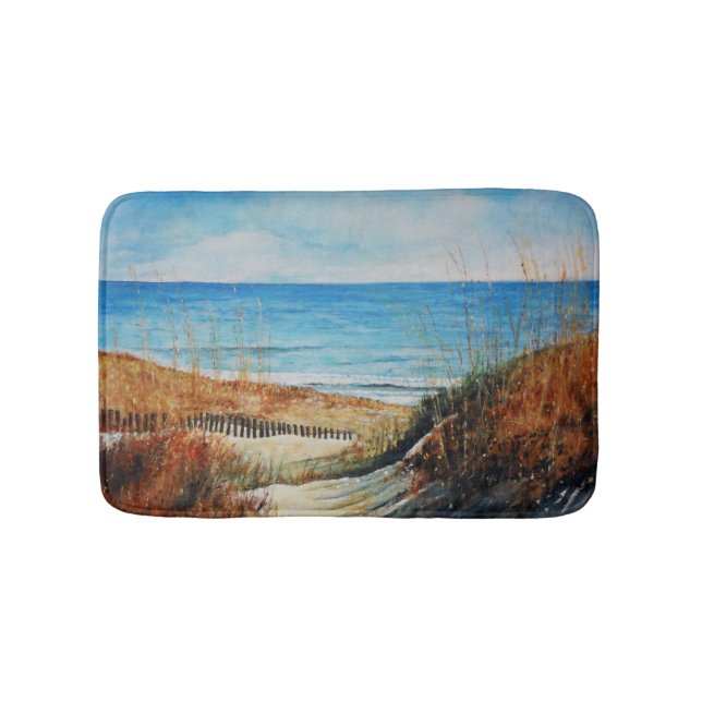 Sand Dunes and Ocean Painting Bath Mat (Front)