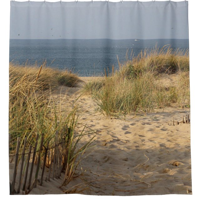 Sand dunes and ocean view shower curtain (Front)