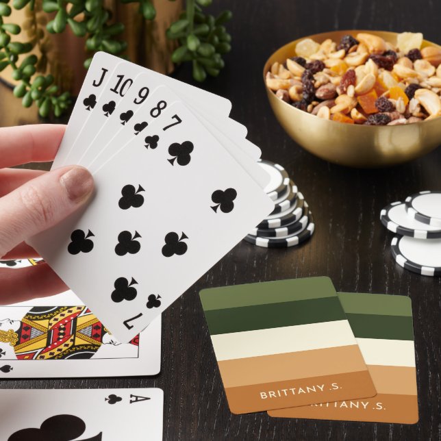 Sand Dunes & Olive Gardens Custom Striped Playing Cards (In Situ)