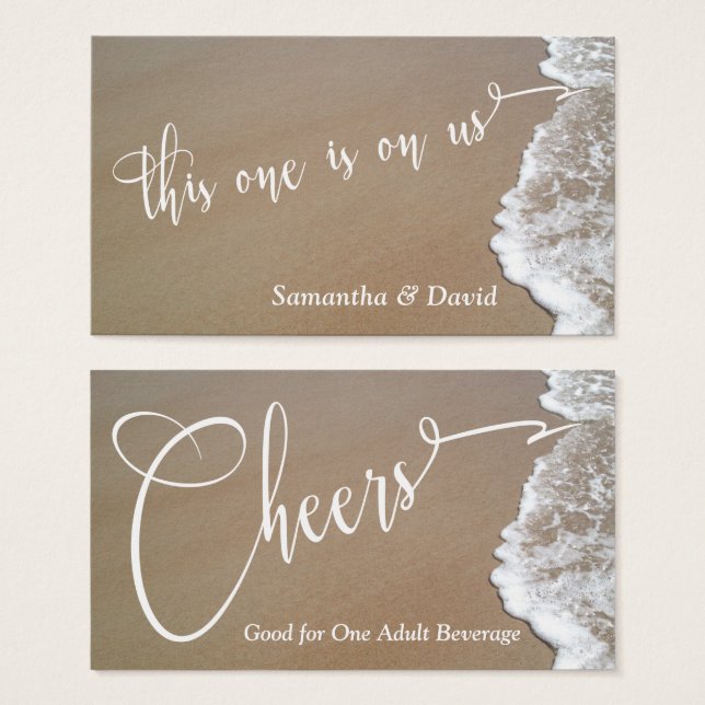 Sand & Foam Beach Photo Event Bar Drink Tickets 2 (Front & Back)