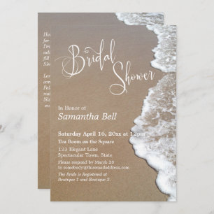 Sand & Foam Beach Photo White Type, Bridal Shower Invitation