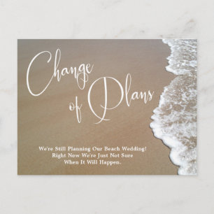 Sand, Foam Change of Plans Postponed Beach Wedding Postcard