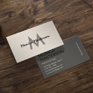 Sand gray minimalist monogram business card
