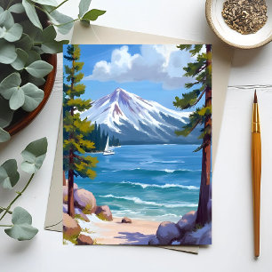 Sand Harbor Beach Lake Tahoe Painting Postcard