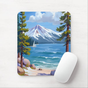 Sand Harbour Beach Lake Tahoe Painting Mouse Pad