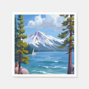 Sand Harbour Beach Lake Tahoe Painting Napkin