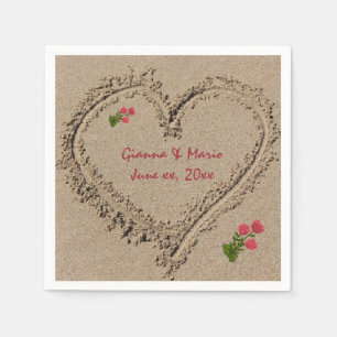 Sand Heart and Roses Napkin