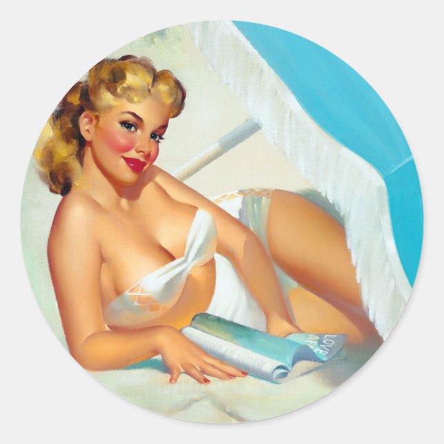 Sand Heart Pin Up Classic Round Sticker (Front)