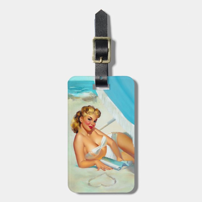 Sand Heart Pin Up Luggage Tag (Front Vertical)