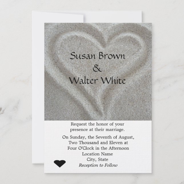 Sand Heart Wedding Invitation (Front)