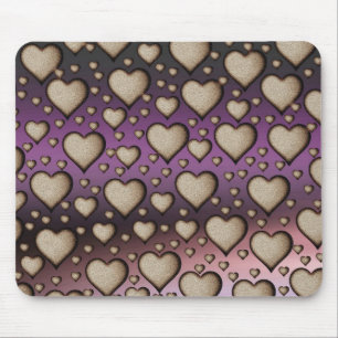 Sand Hearts on purple Background Mouse Pad