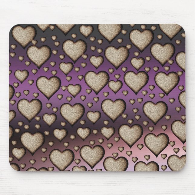 Sand Hearts on purple Background Mouse Pad (Front)