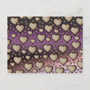 Sand Hearts on purple Background Postcard
