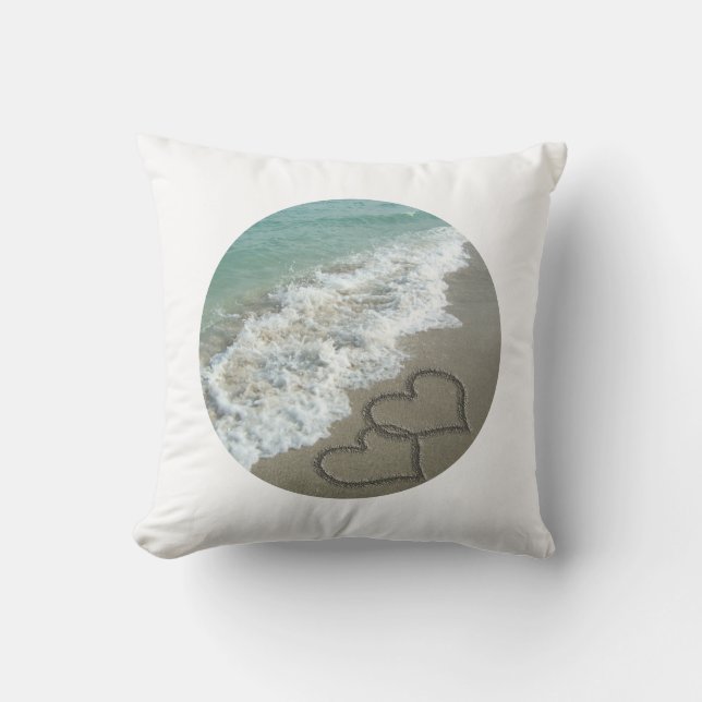 Sand Hearts on the Beach Cushion (Front)