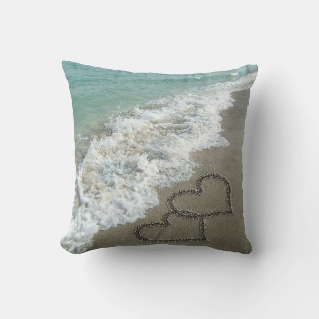 Sand Hearts on the Beach Cushion (Front)