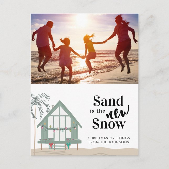 Sand is the New Snow Photo Christmas Holiday Postcard (Front)
