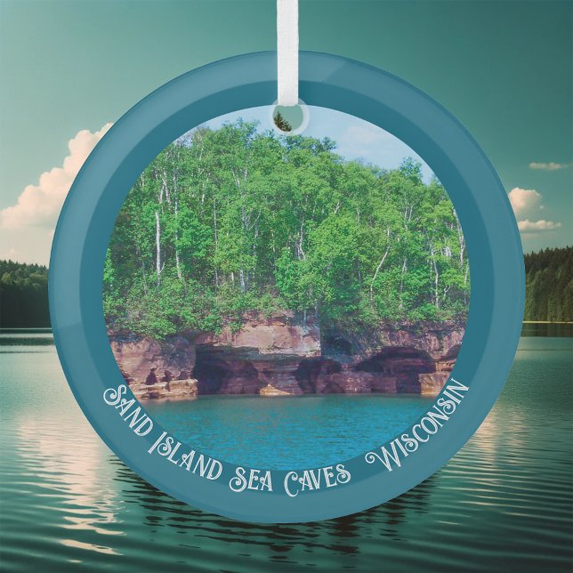 Sand Island Sea Caves In Wisconsin Glass Tree Decoration (Creator Uploaded)