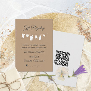 Sand Minimalist Baby Shower Gift Registry Enclosure Card