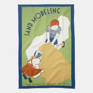 Sand Modelling Tea Towel