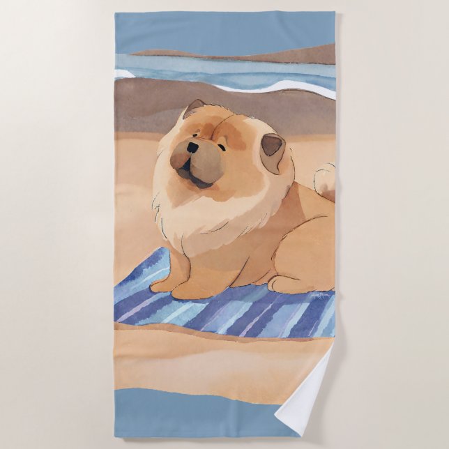 SAND N' SEA  Chow Chow dog beach towel (Front)