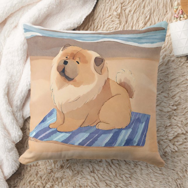SAND N' SEA  Chow Chow Throw Pillow (Blanket)