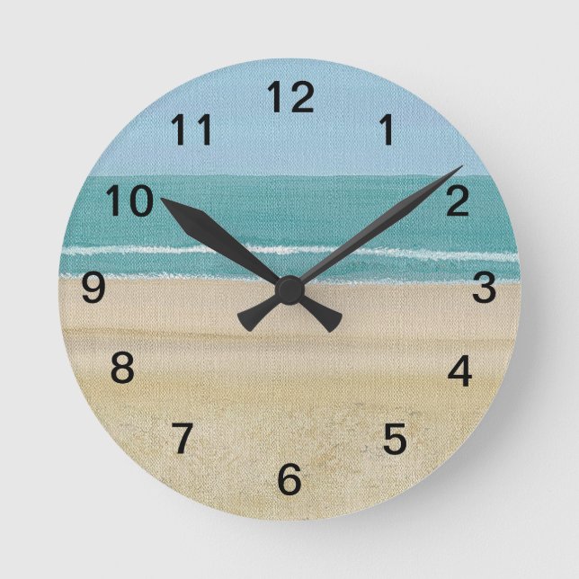 Sand Ocean Sky Waves Beach Wall Clock (Front)