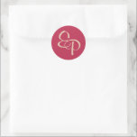 Sand on Magenta Script Monogram Envelope Seal<br><div class="desc">Seal your wedding invitation envelopes shut with a personalised sticker showing your couple monogram! The two script letters intertwine just as your two lives will.</div>