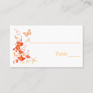 Sand, Orange, White Tropical Beach Place Card