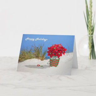 Sand Pail Pointsettia Plant Holiday Card