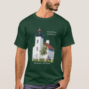 Sand Point Lighthouse Escanaba shirt dark