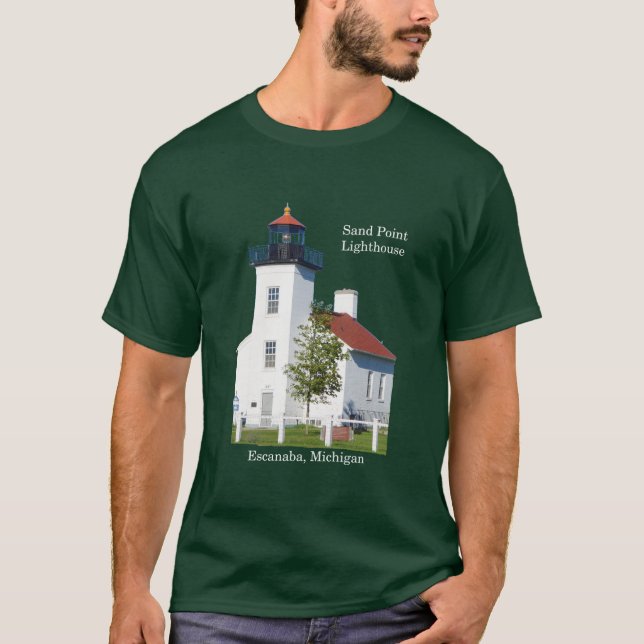 Sand Point Lighthouse Escanaba shirt dark (Front)