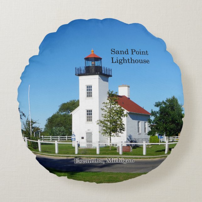 Sand Point Lighthouse round pillow (Front)