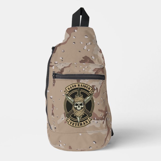 Sand Raider Veteran Desert Combat Emblem Sling Bag (Front)