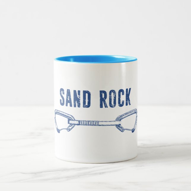 Sand Rock Alabama Rock Climbing Quickdraw Two-Tone Coffee Mug (Center)