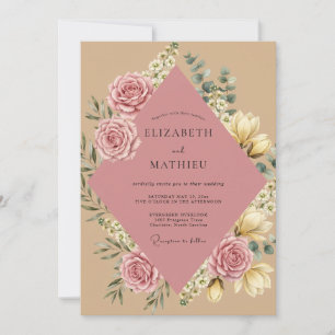 Sand Rose Vine Wedding Invitation