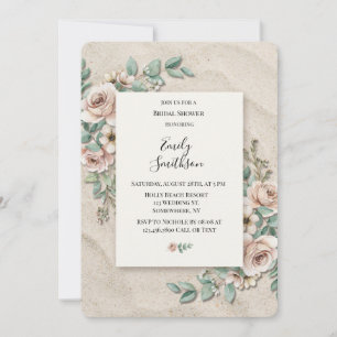 Sand Sage Green Floral Bridal Shower Invitation