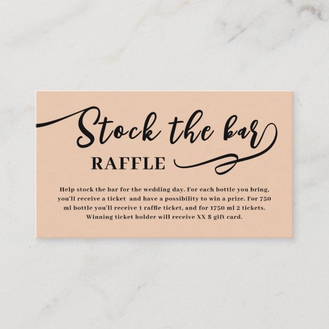 Sand Script Stock the bar Bridal Shower  Enclosure Card (Front)