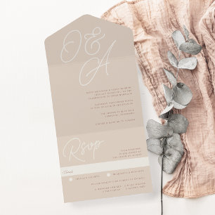 Sand Script Watermark Monogram Wedding All In One Invitation