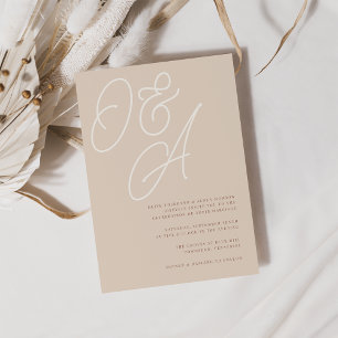 Sand Script Watermark Monogram Wedding Invitation
