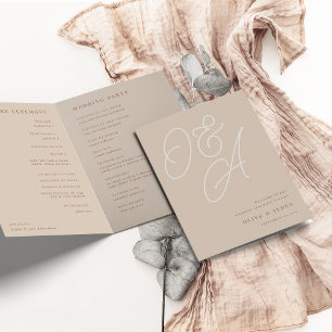 Sand Script Watermark Monogram Wedding Program Programme