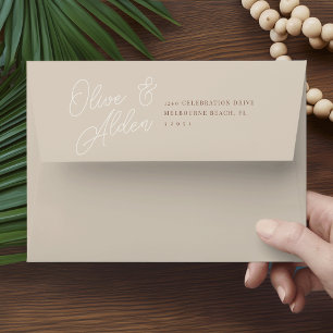 Sand   Script Watermark Wedding 5x7 Envelope