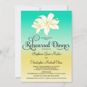 Sand & Sea Hibiscus Colour Ombre Rehearsal Dinner Invitation