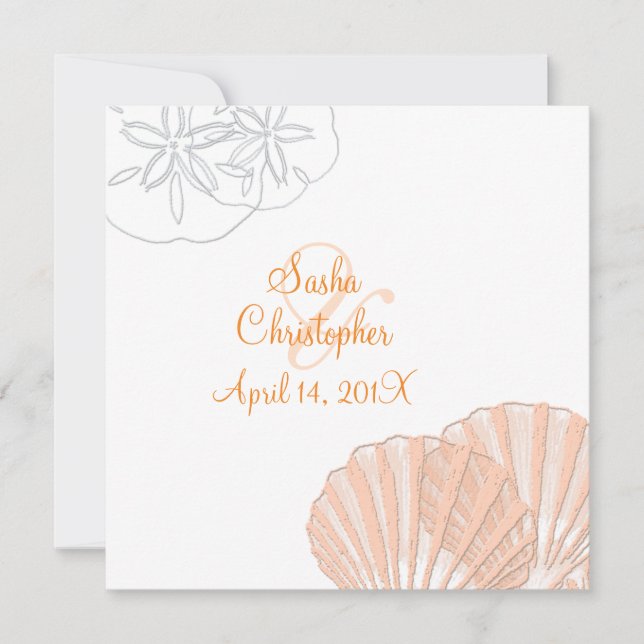 Sand+Sea/pink+orange/ Wedding Invitations (Front)