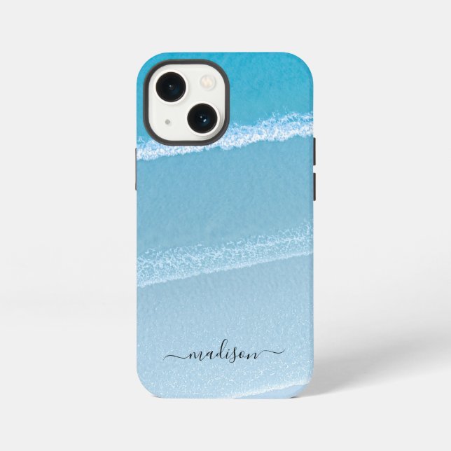 Sand Sea Waves Template With Custom Name iPhone Case (Back)