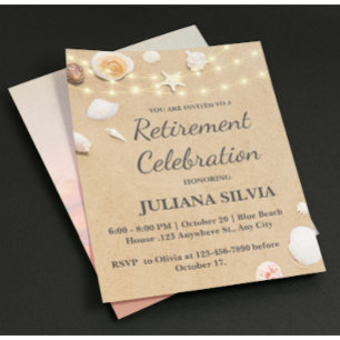 Sand Seashells Beach Retirement Party Flyer