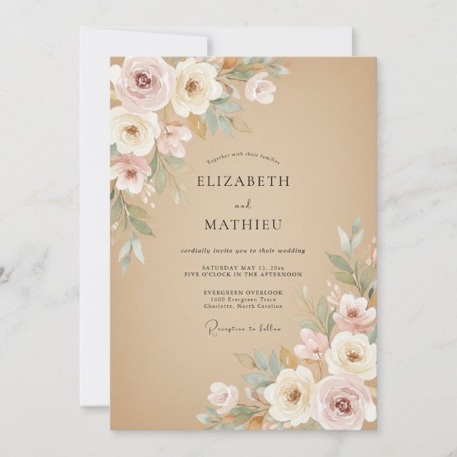 Sand Serene Rustic Wedding Invitation (Front)
