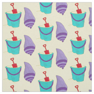 Sand Shells Beach Bucket Shovel Seashell Vacation Fabric