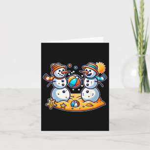 Sand Snowman Playing Beach Ll Xmas In July Summer Card