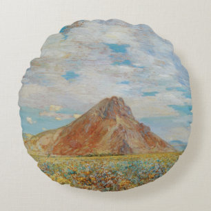 Sand Springs Butte by Childe Hassam, Vintage Art Round Cushion